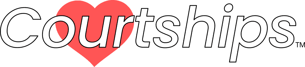 Courtships in white text with a soft red heart